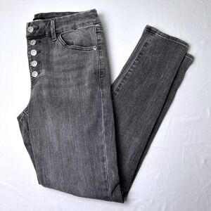 Express Women Skinny Jeans Grey Size 6 Mid Rise Ultra Hyper Stretch Button Fly